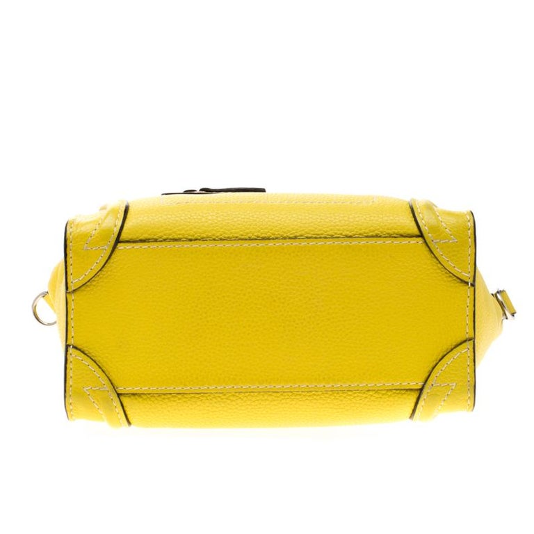 Celine Yellow Leather Nano Luggage Tote For Sale at 1stDibs