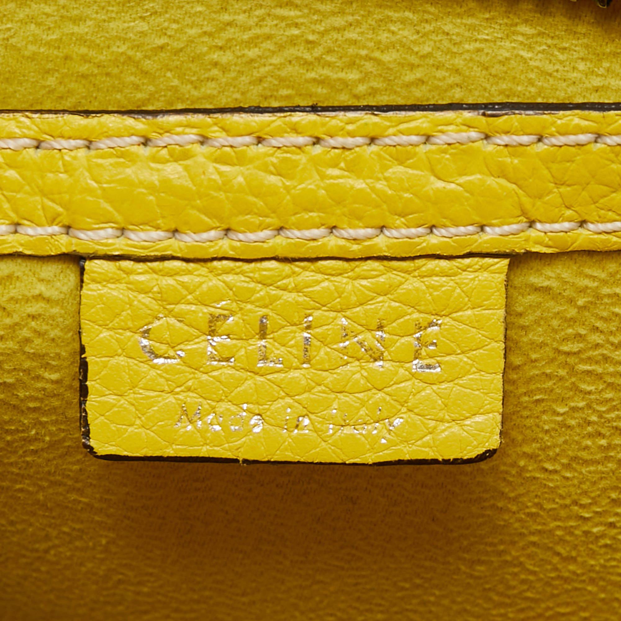 Céline Yellow Leather Nano Luggage Tote For Sale 5