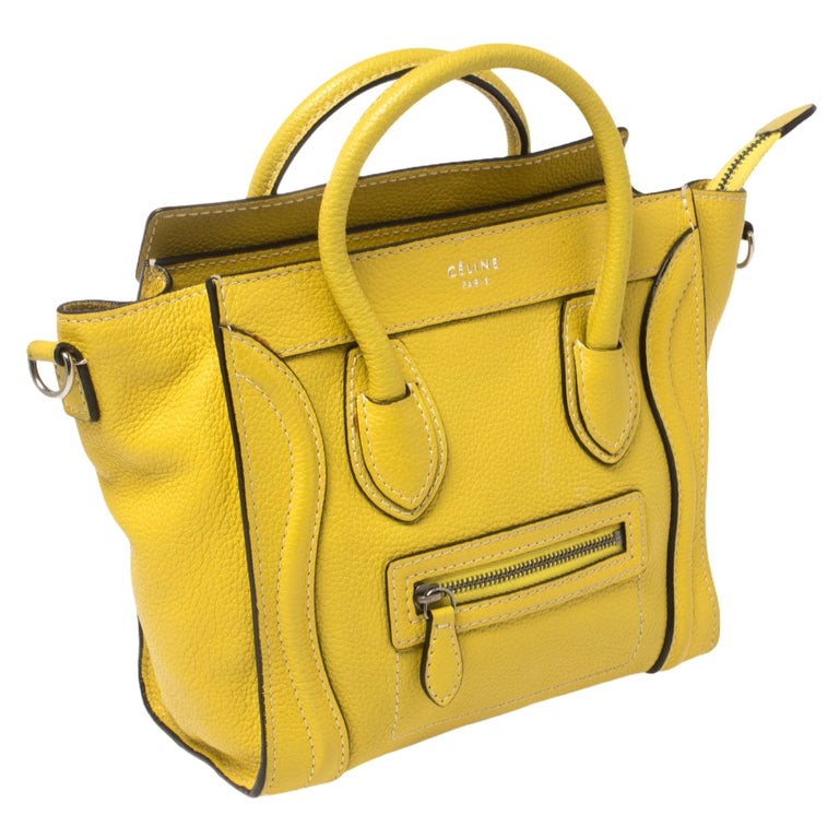 Céline Yellow Leather Nano Luggage Tote at 1stDibs
