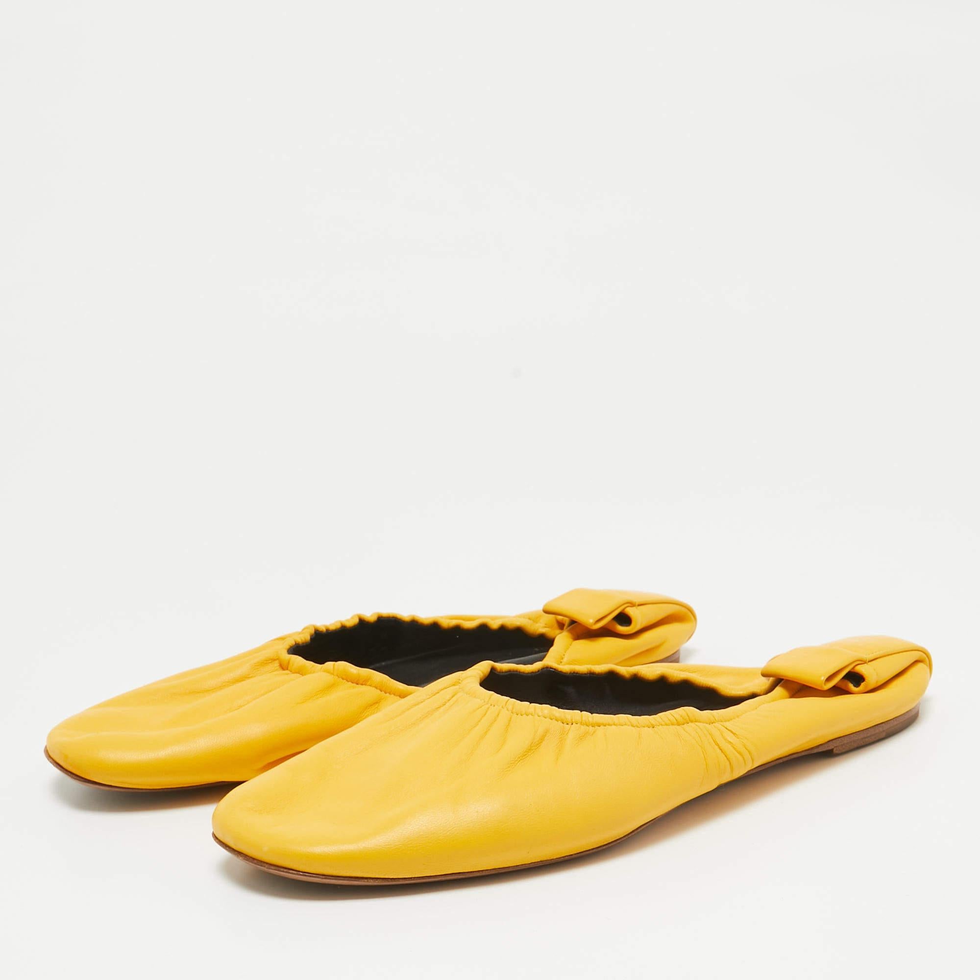 Let this comfortable pair be your first choice when youre out for a long day. These Celine yellow ballet flats have well sewn uppers beautifully set on durable soles.