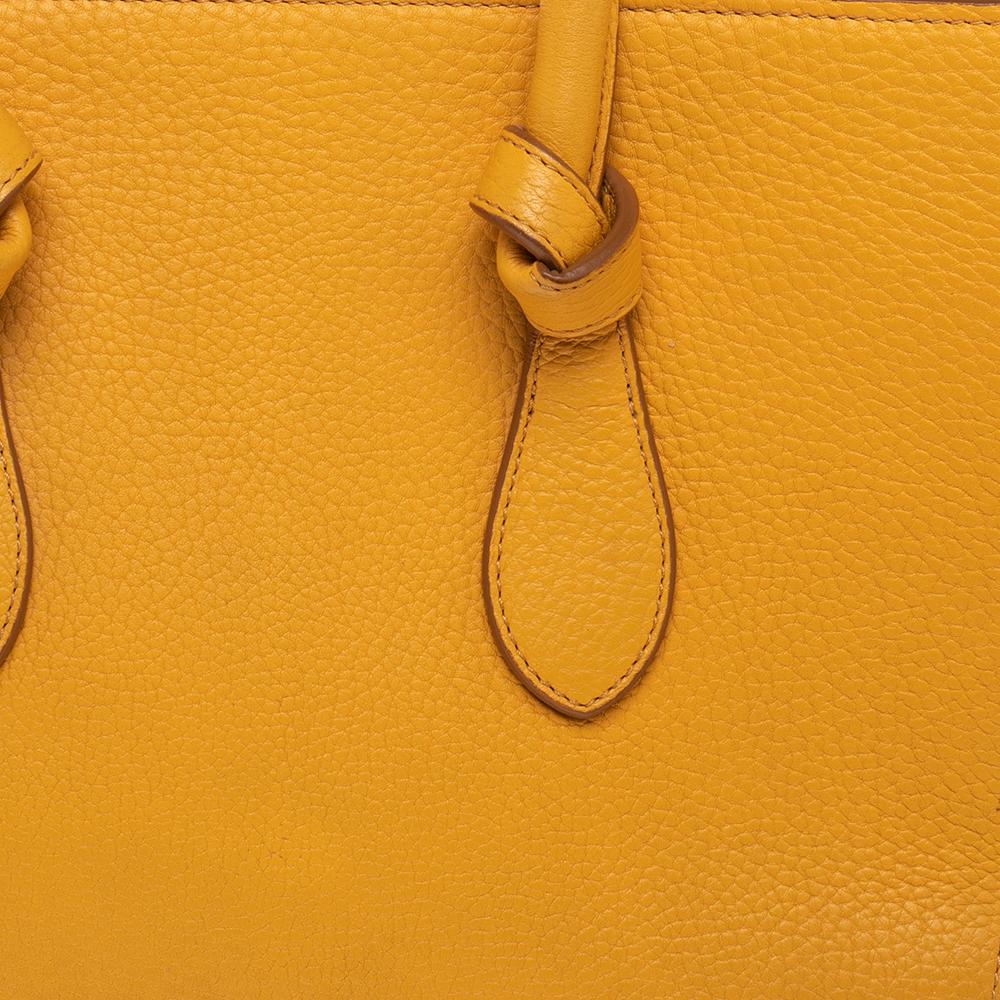 Celine Yellow Leather Small Tie Tote For Sale 3