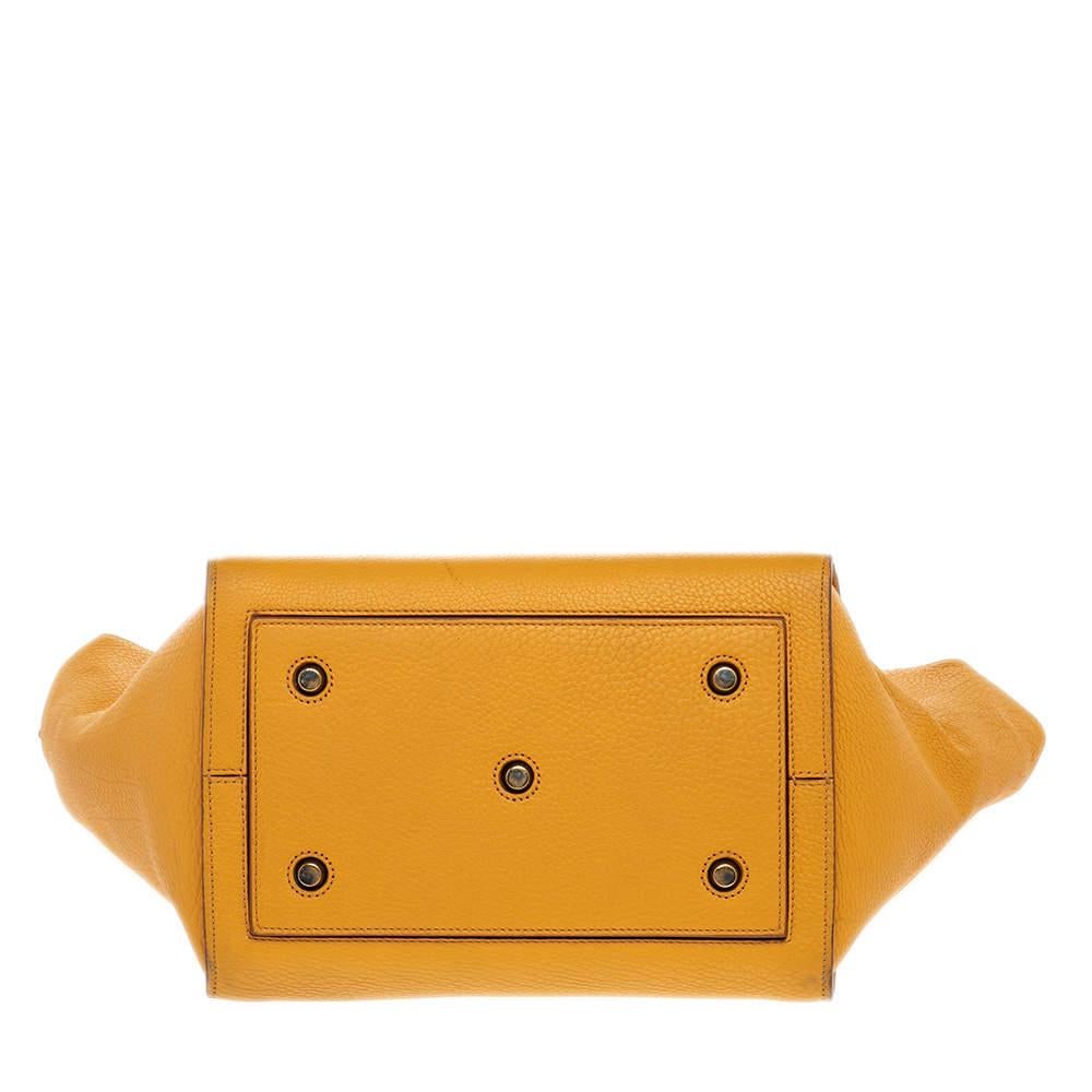 Celine Yellow Leather Small Tie Tote For Sale 1