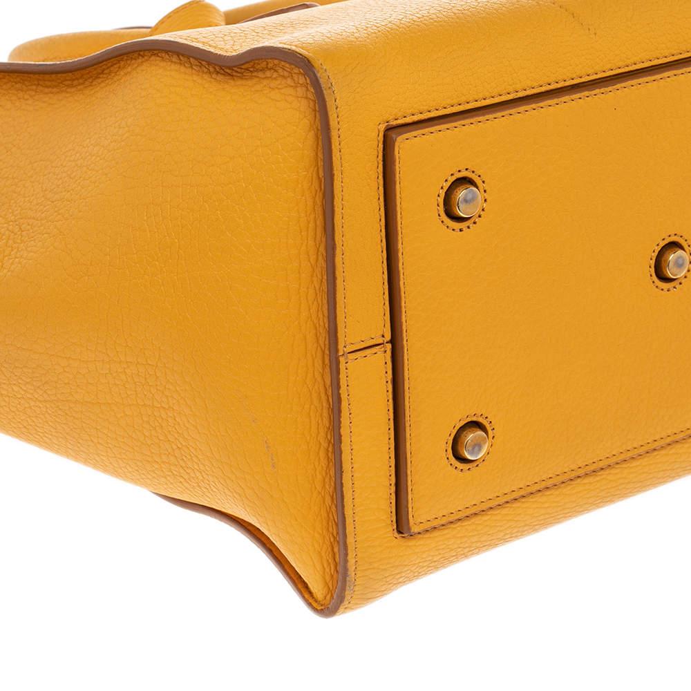 Celine Yellow Leather Small Tie Tote For Sale 2