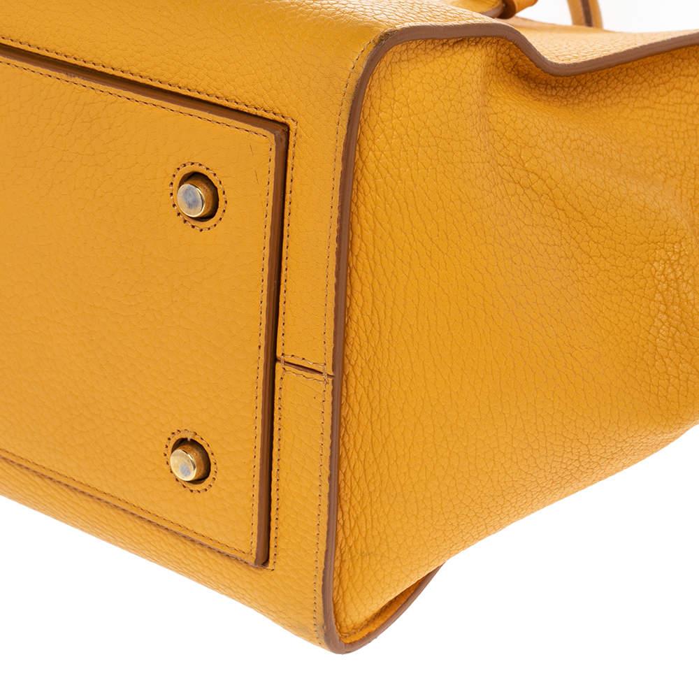 Celine - Petit sac à main en cuir jaune en vente 2