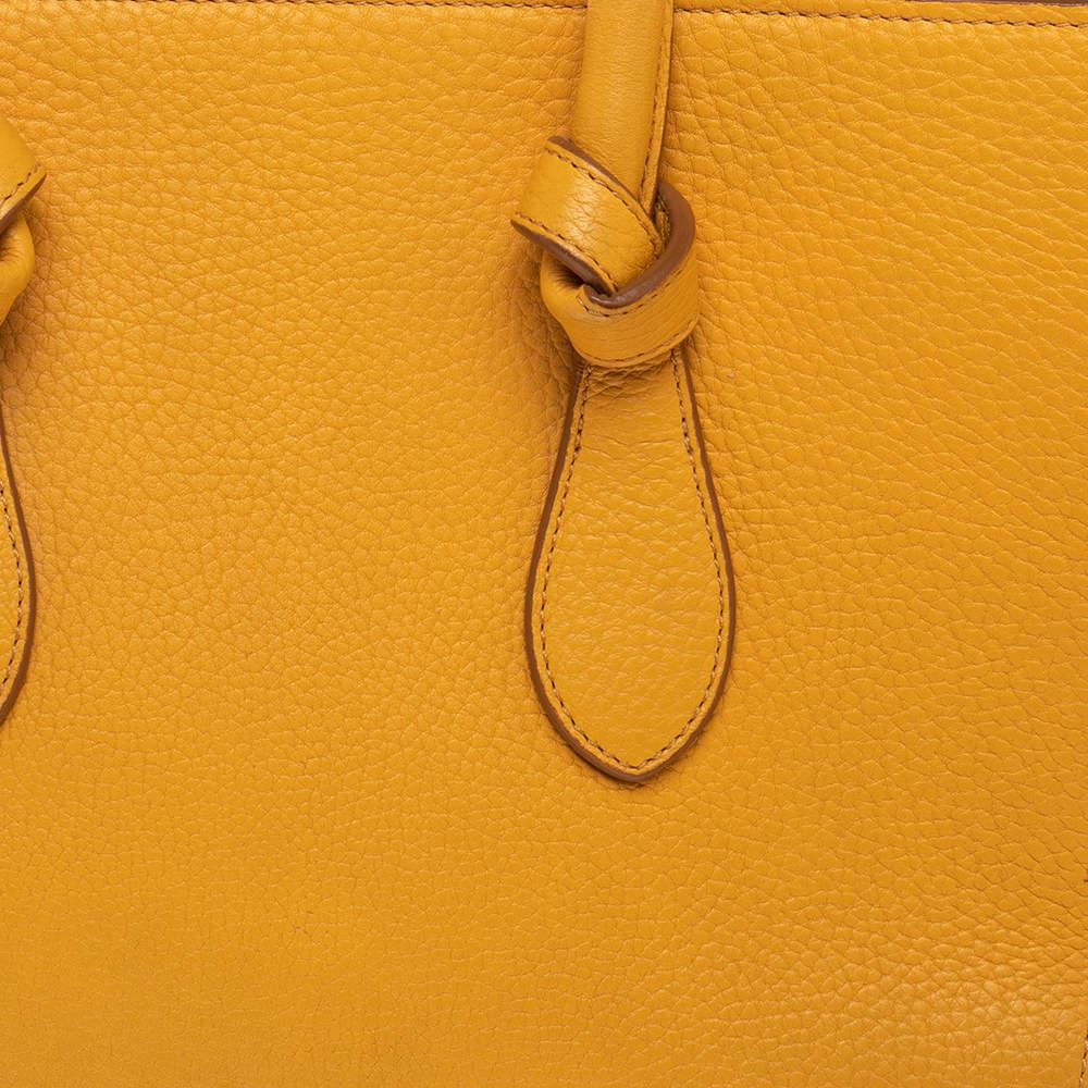 Celine Yellow Leather Small Tie Tote For Sale 4