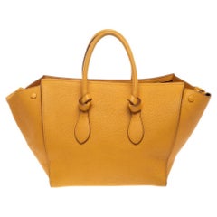 Used Celine Yellow Leather Small Tie Tote