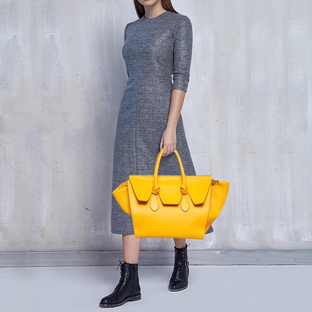 Celine Yellow Leather Small Tie Tote w/Pouch 8