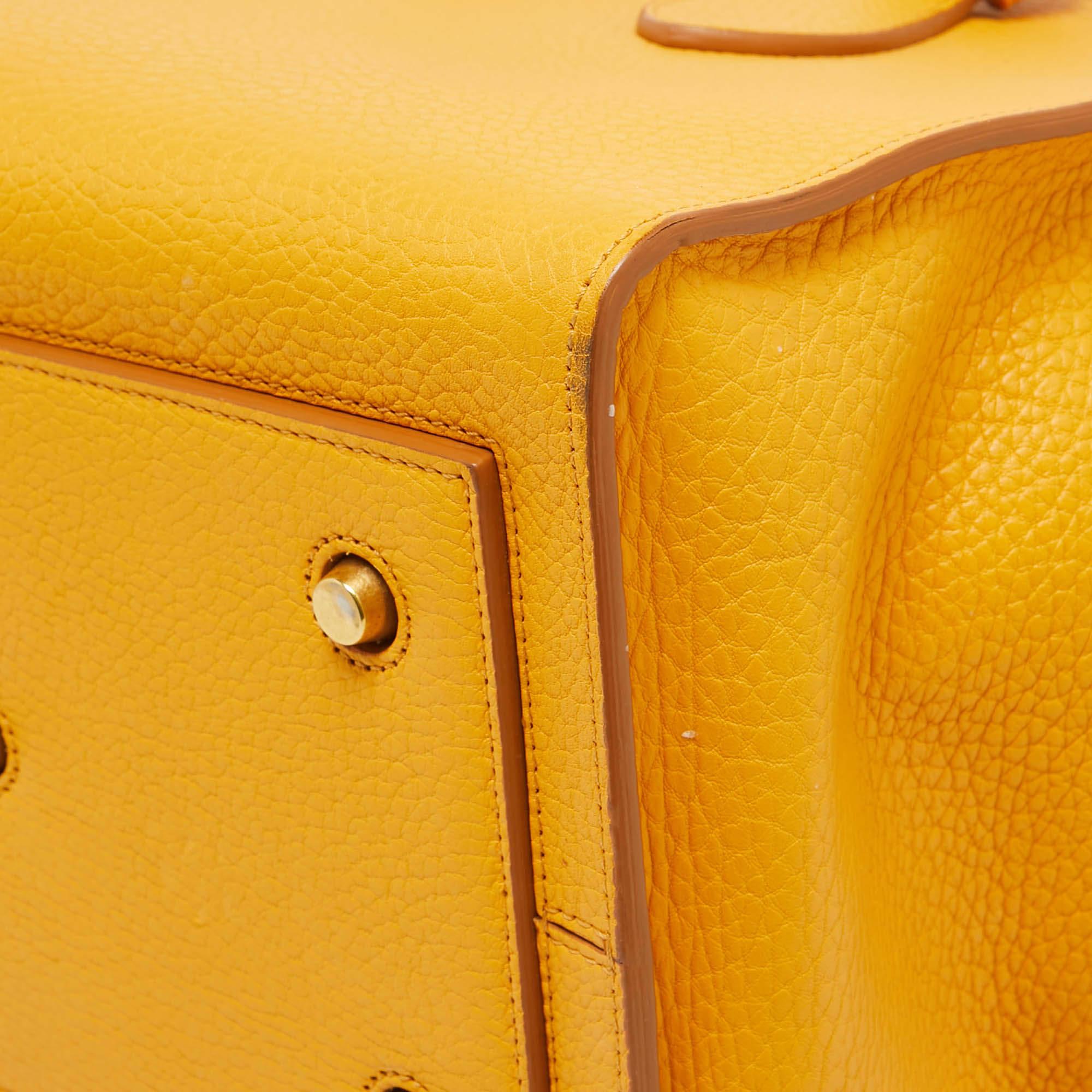 Celine Yellow Leather Small Tie Tote w/Pouch 11
