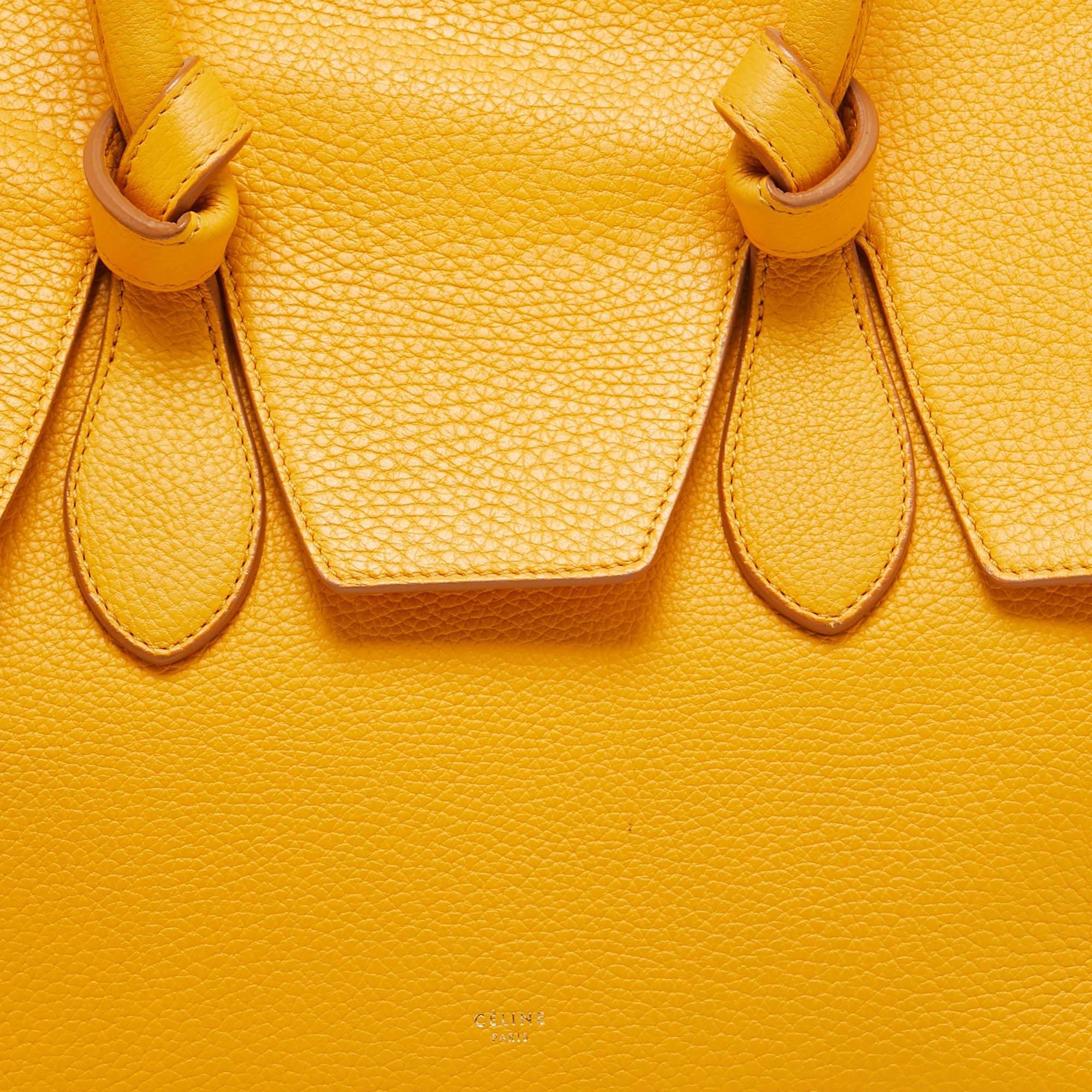 Celine Yellow Leather Small Tie Tote w/Pouch 12