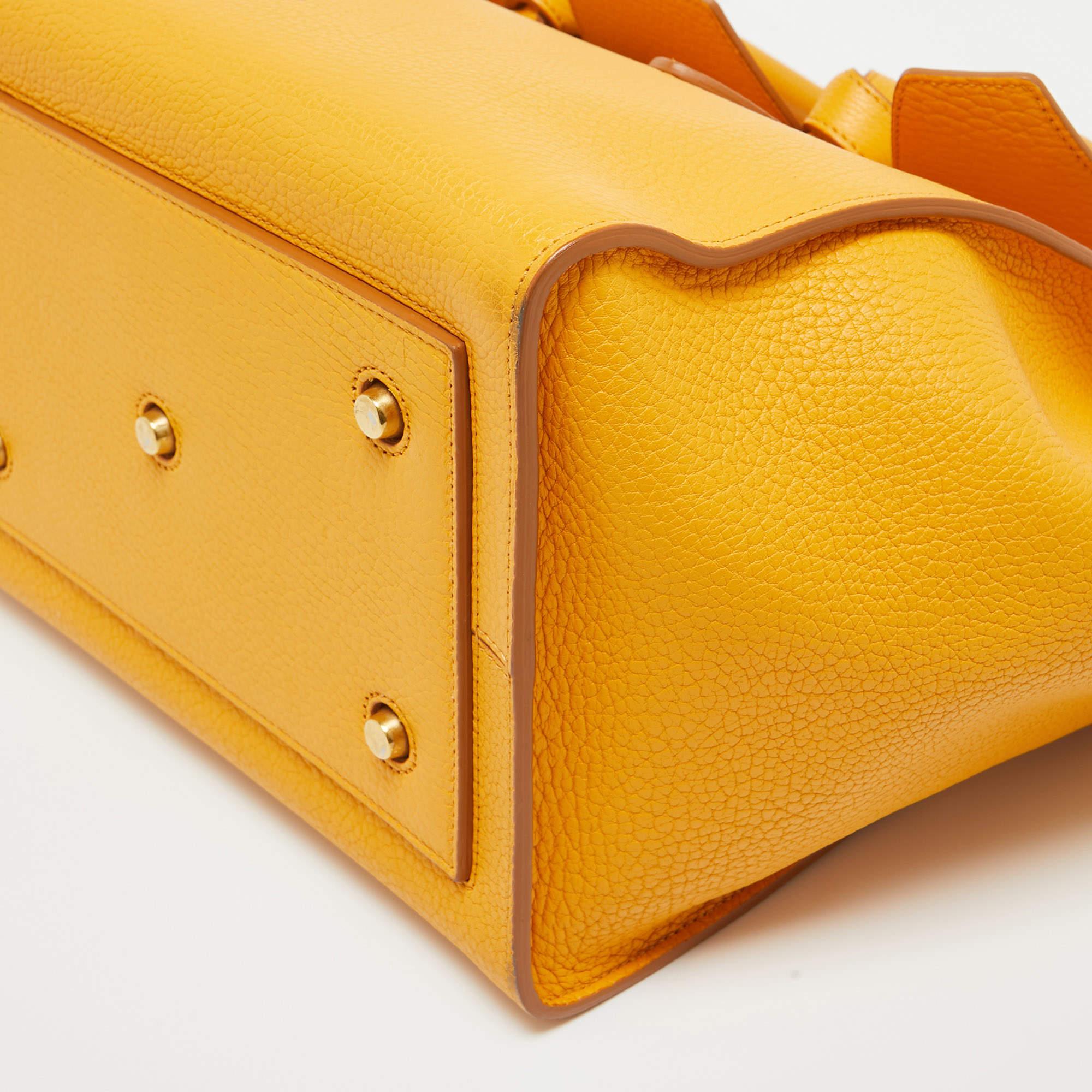 Celine Yellow Leather Small Tie Tote w/Pouch 14