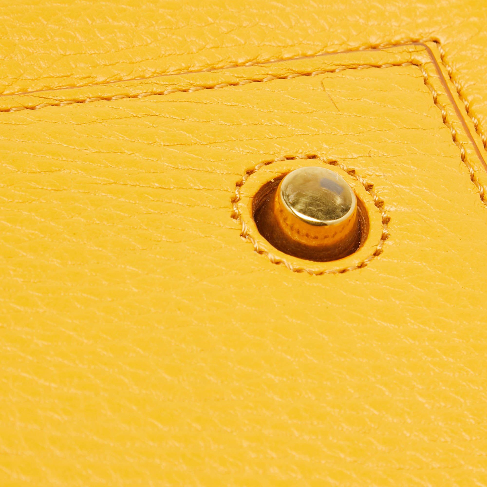 Women's Celine Yellow Leather Small Tie Tote w/Pouch