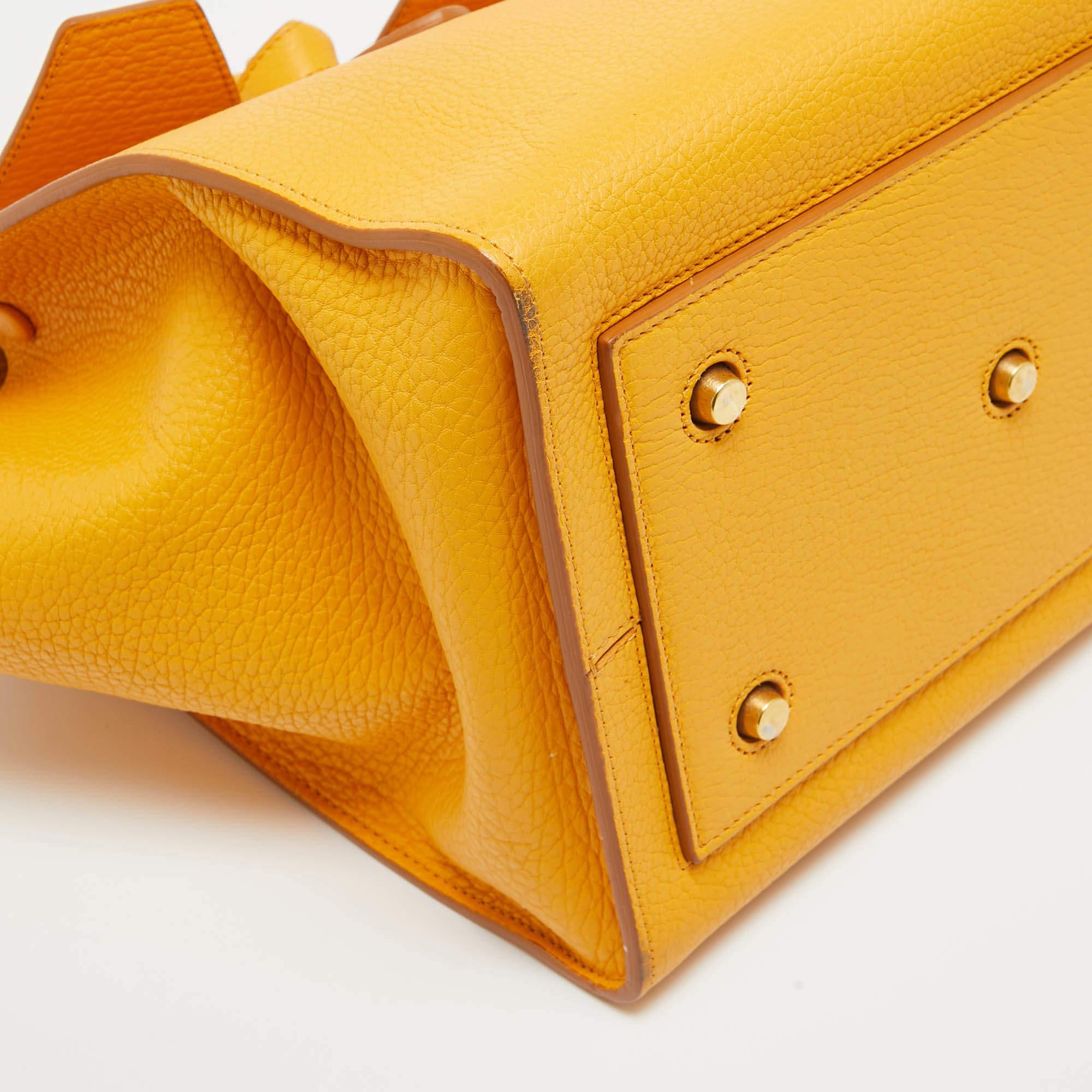 Celine Yellow Leather Small Tie Tote w/Pouch 2