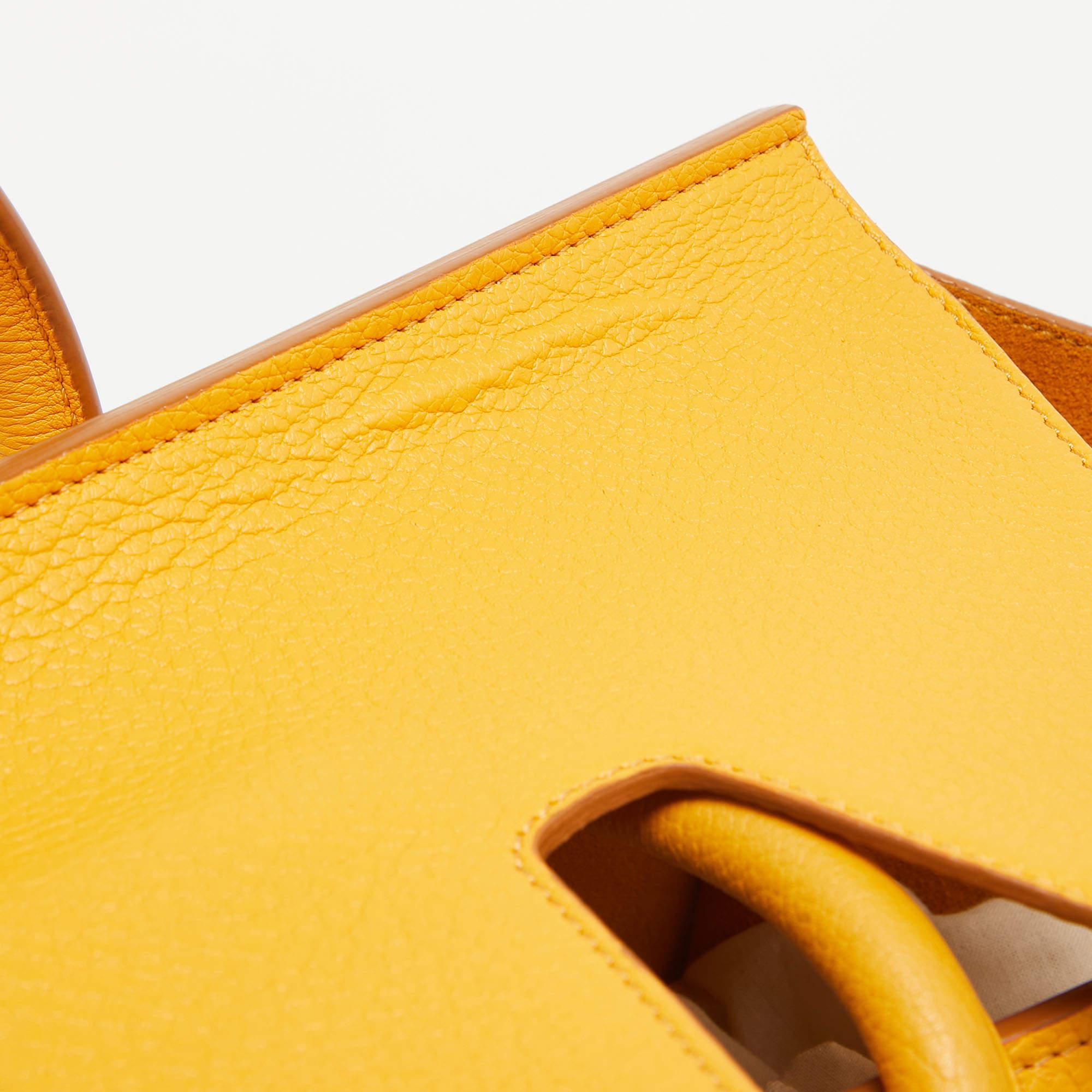 Celine Yellow Leather Small Tie Tote w/Pouch 3