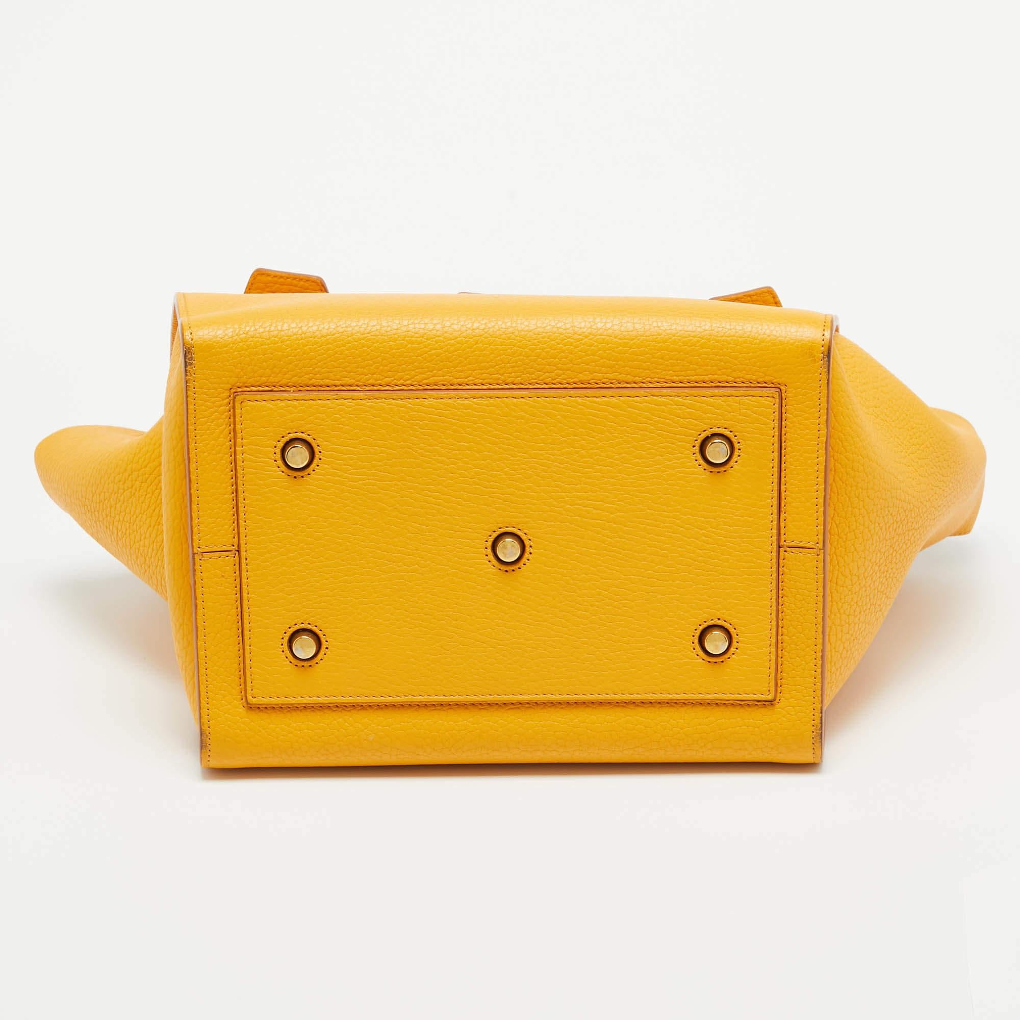 Celine Yellow Leather Small Tie Tote w/Pouch 5
