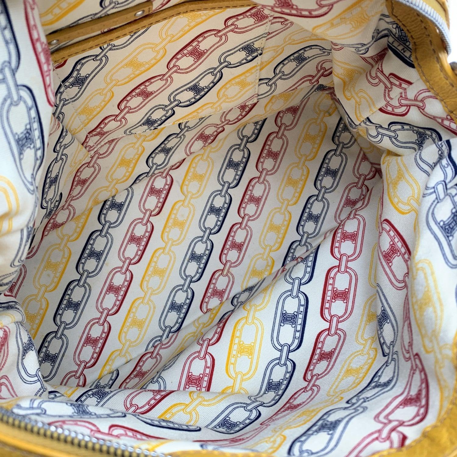 Celine Yellow Mustard Crinkled Leather Tote Shoulder Bag 1
