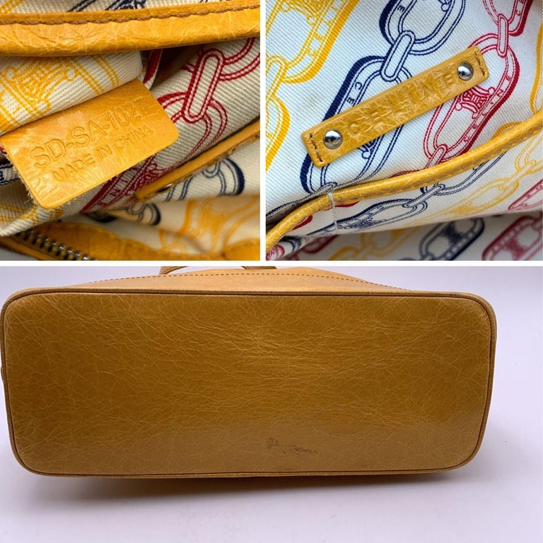 Celine Yellow Mustard Leather Bowling Bag Tote Satchel Handbag For Sale