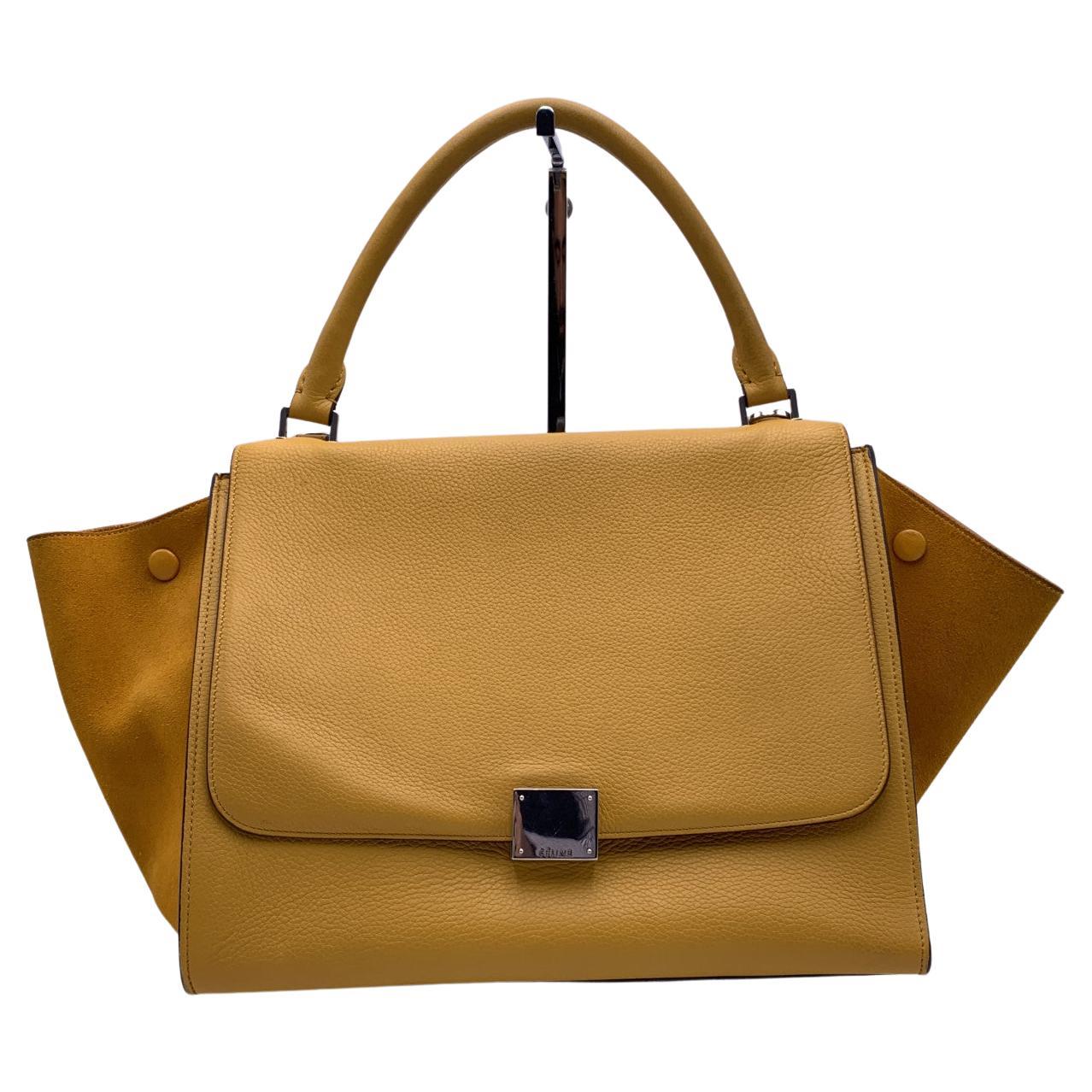CELINE Luggage Bag in Yellow Grained Leather For Sale at 1stDibs