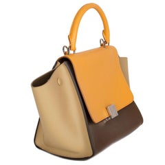CELINE gelb oliv-beige Leder TRICOLOR TRAPEZE SMALL Umhängetasche