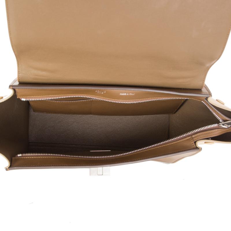 Orange CELINE yellow olive beige leather TRICOLOR TRAPEZE SMALL Shoulder Bag