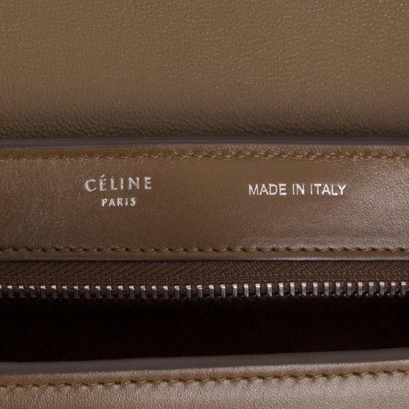 CELINE yellow olive beige leather TRICOLOR TRAPEZE SMALL Shoulder Bag In Excellent Condition In Zürich, CH