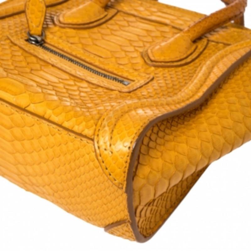 Women's Celine Yellow Python Nano Luggage Tote For Sale