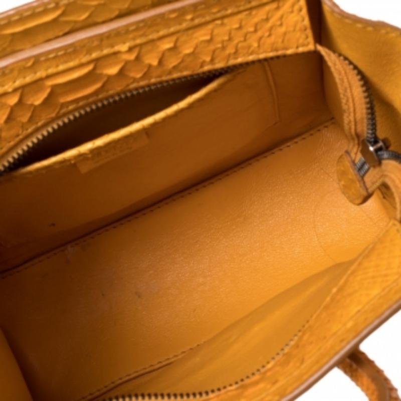 Celine Yellow Python Nano Luggage Tote For Sale 1
