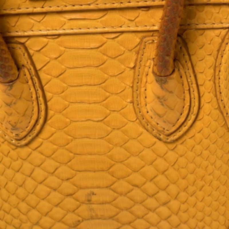 Celine Yellow Python Nano Luggage Tote For Sale 2