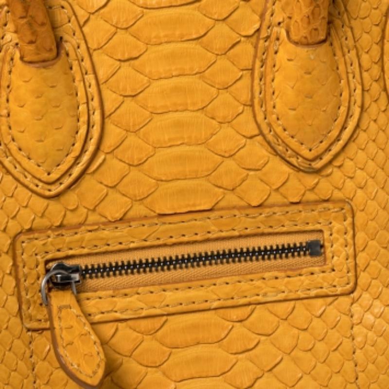 Celine Yellow Python Nano Luggage Tote For Sale 3