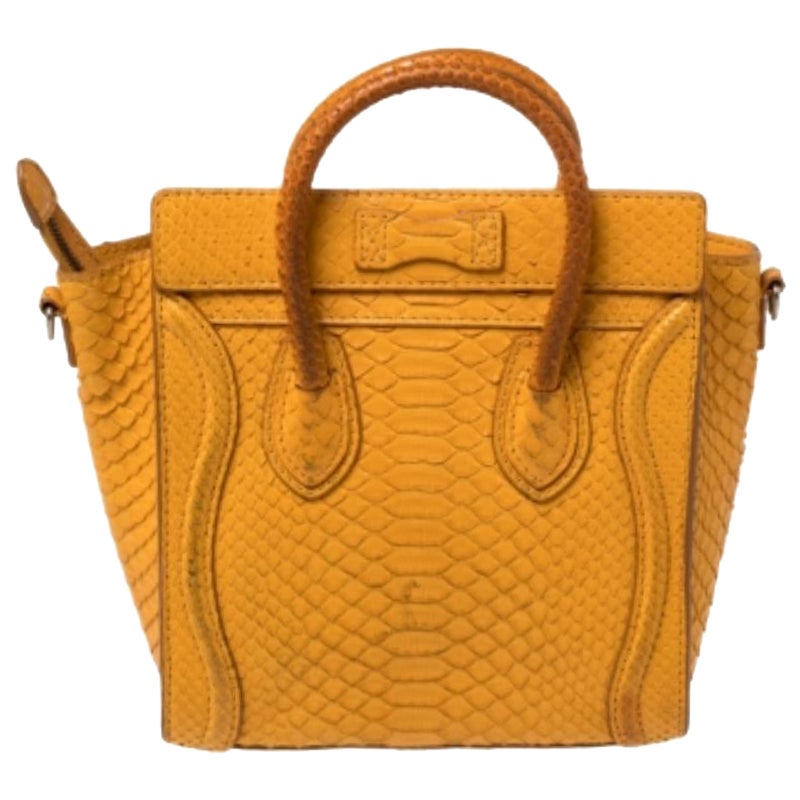 Celine Yellow Python Nano Luggage Tote