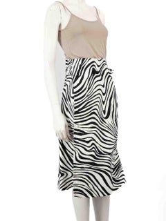 Céline Zebra Print Belted Midi Wrap Skirt Size S