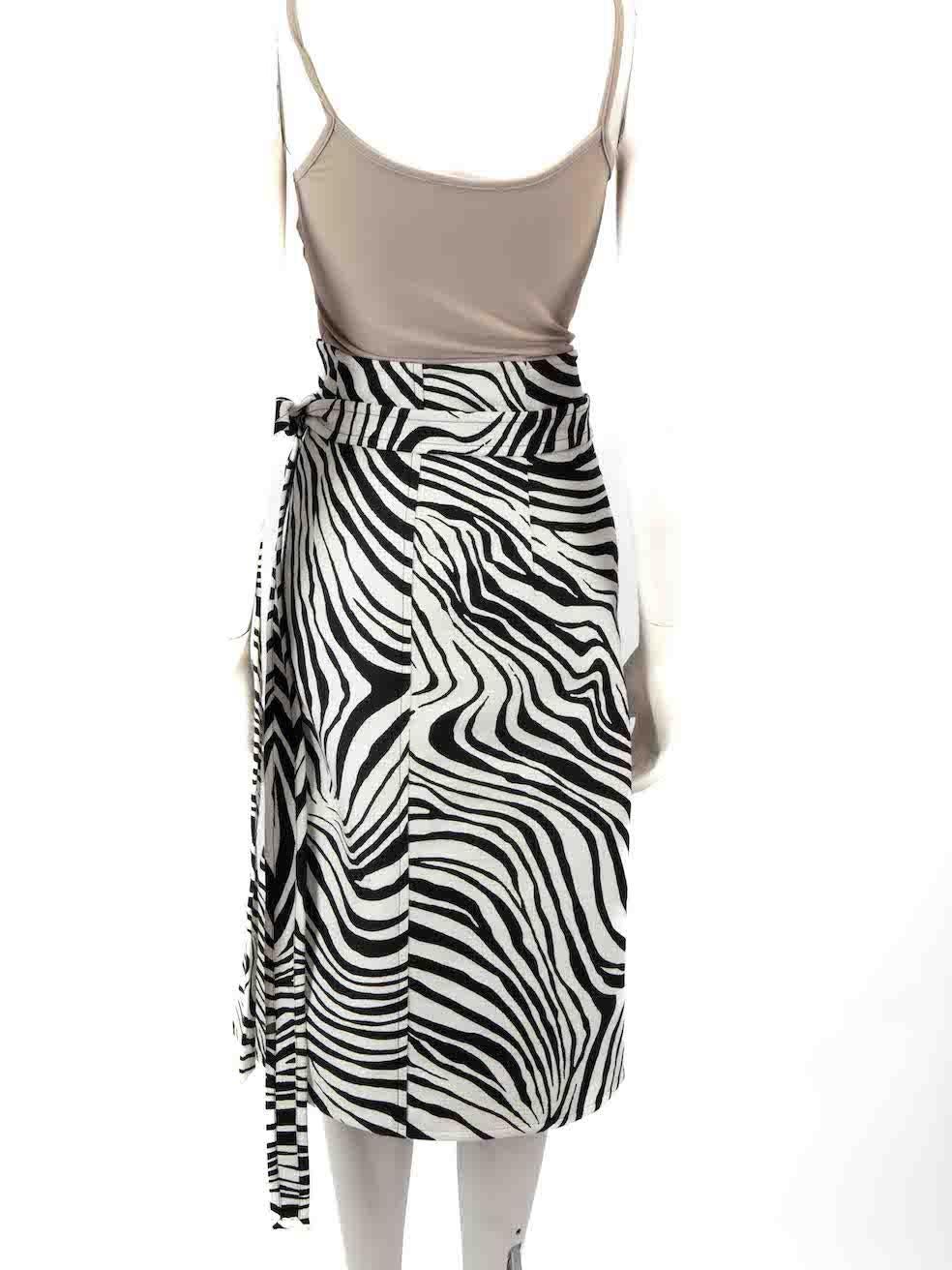 Céline Zebra Print Belted Midi Wrap Skirt Size S In Excellent Condition For Sale In London, GB