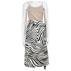 Céline Zebra Print Belted Midi Wrap Skirt Size S