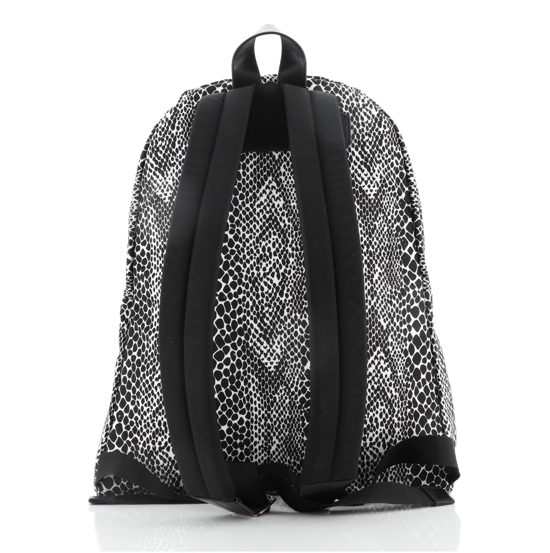 Celine Zip Around Backpack Printed Canvas Medium Black, Print, White In Good Condition For Sale In Irvine, CA