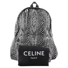 Celine Zip Around Backpack Printed Canvas Medium Black, Print, White