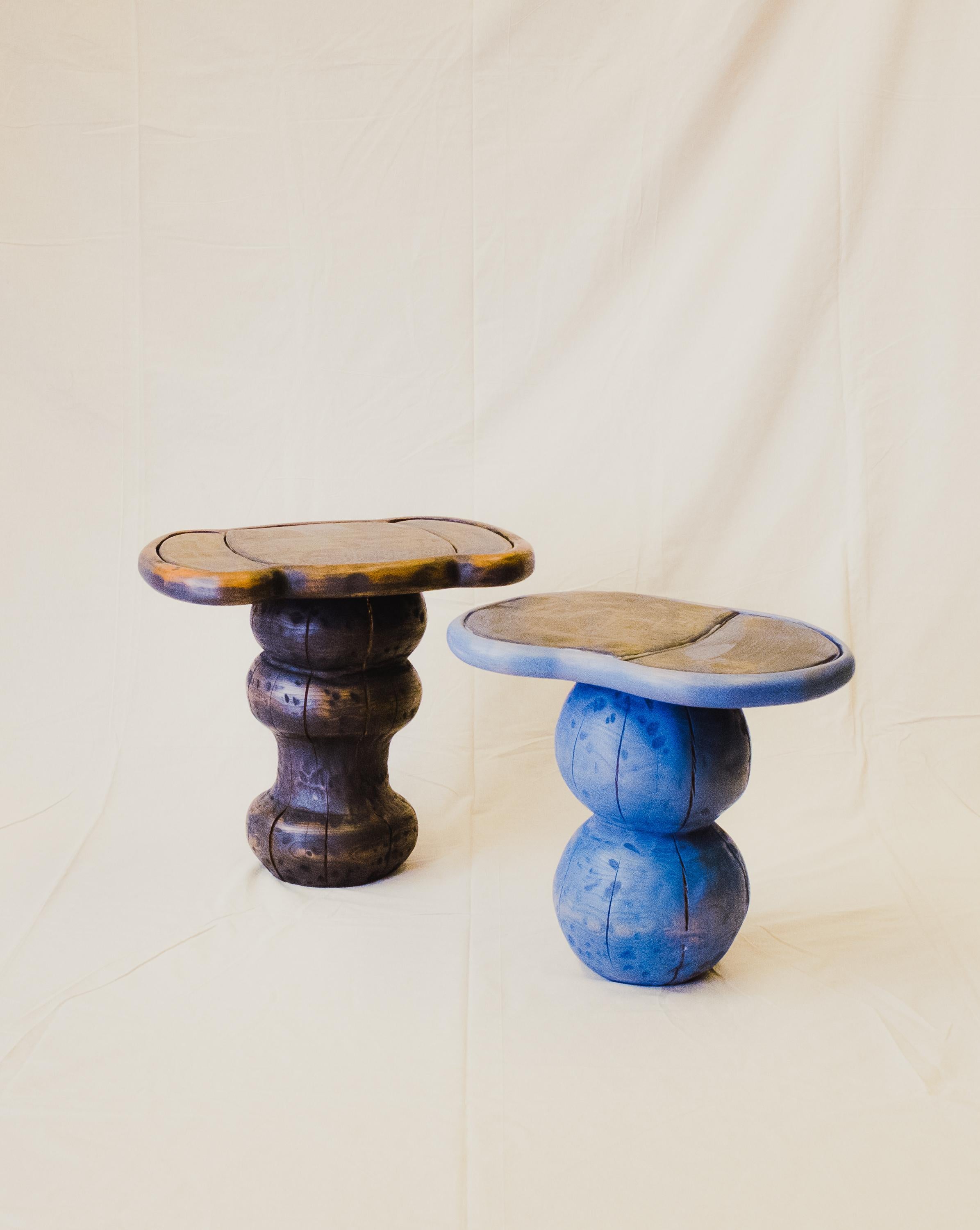 Cell Solid European Cherry Toulouse Cyan Bedside Table by Marco Calhau For Sale 3