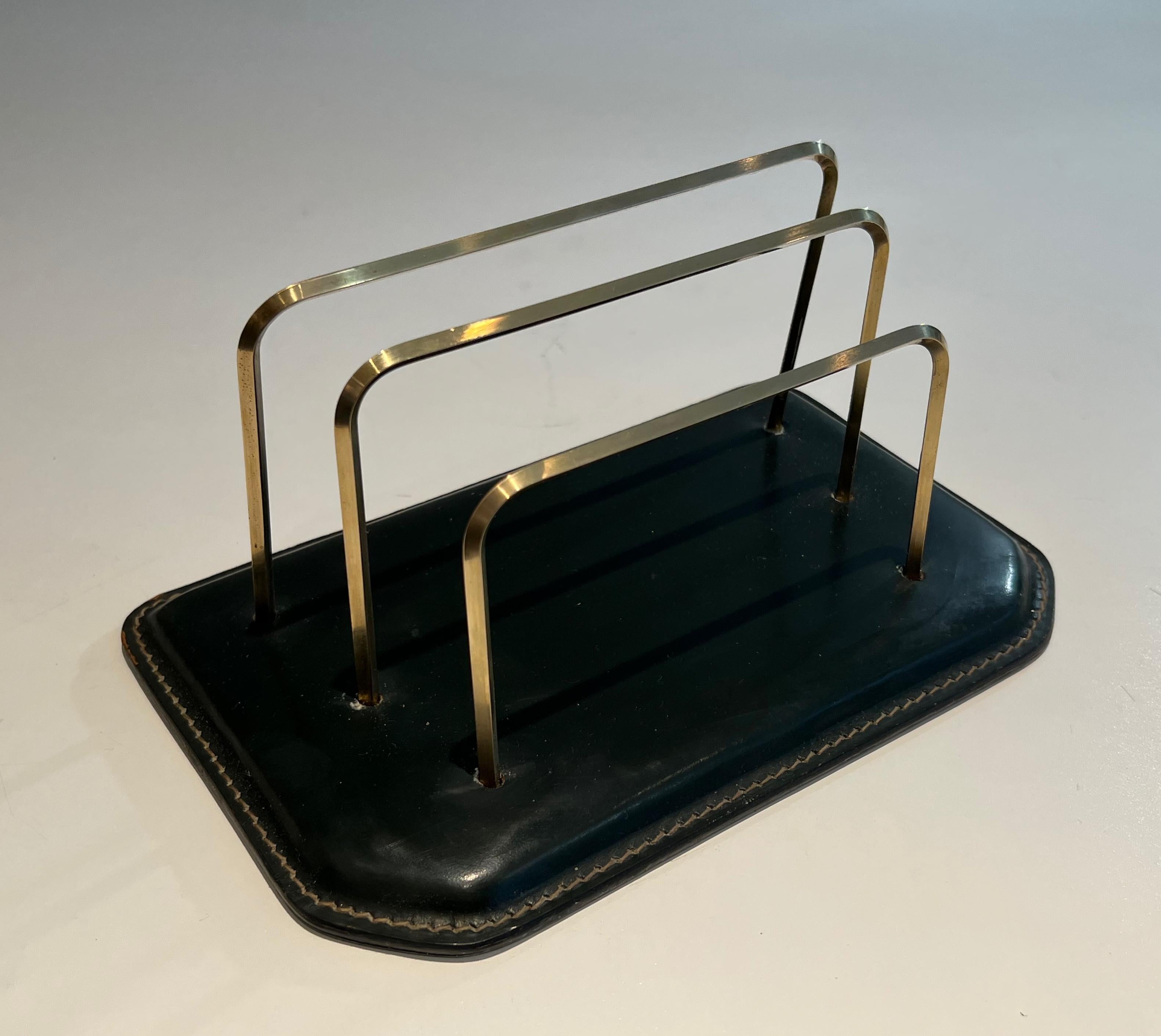 Cellar Gesteppte Leder Aktentasche. Französisches Werk im Stil von Jacques Adnet im Angebot 6