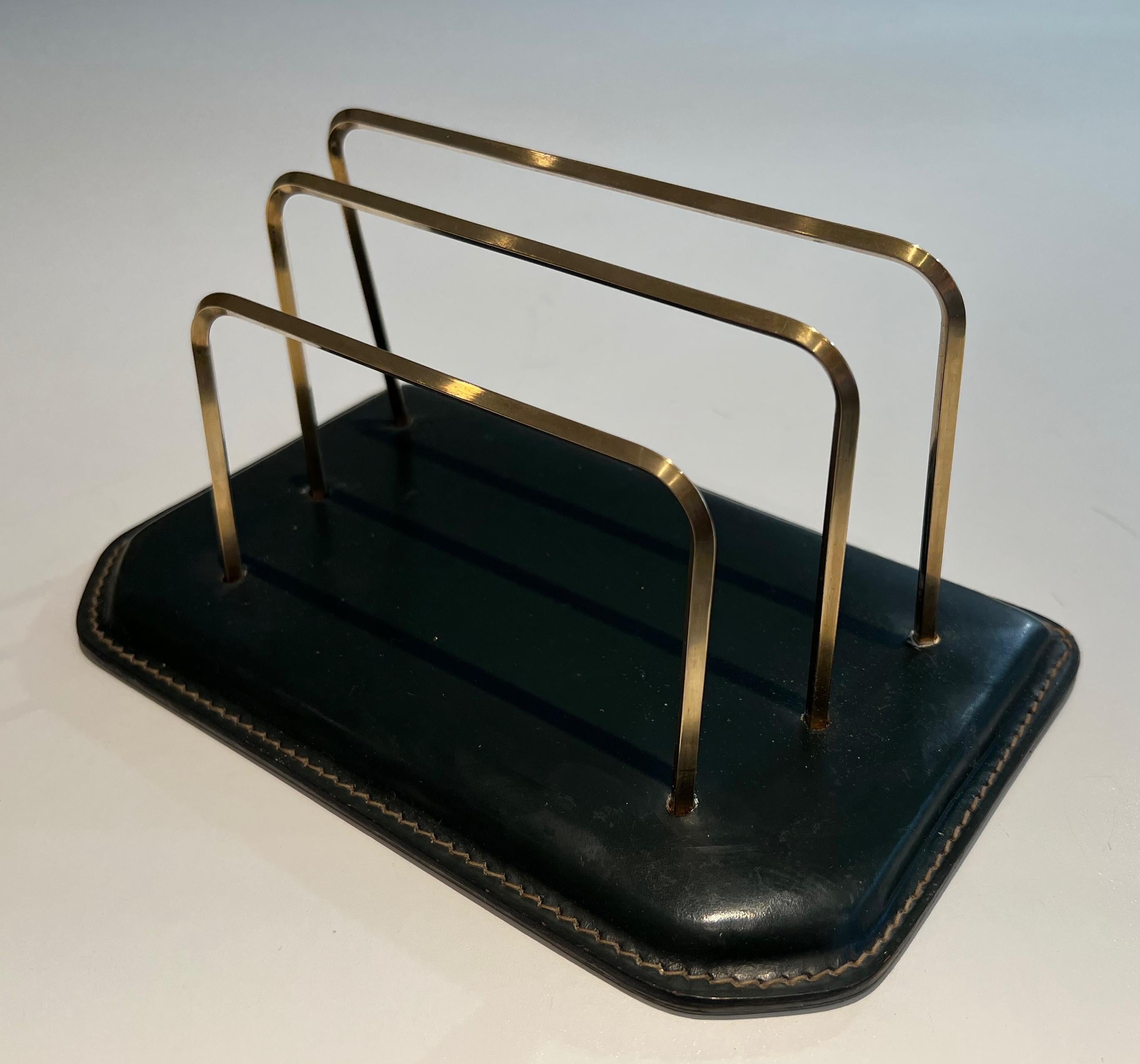 Cellar Gesteppte Leder Aktentasche. Französisches Werk im Stil von Jacques Adnet im Angebot 7