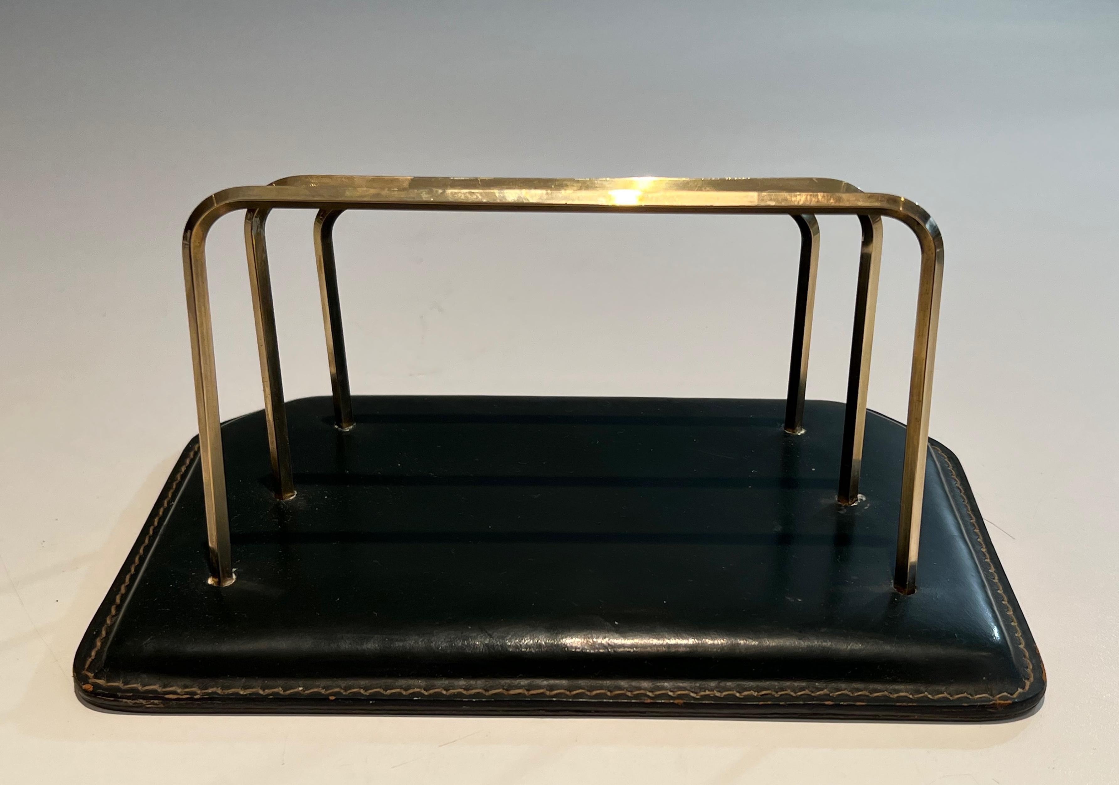 Cellar Gesteppte Leder Aktentasche. Französisches Werk im Stil von Jacques Adnet im Angebot 12