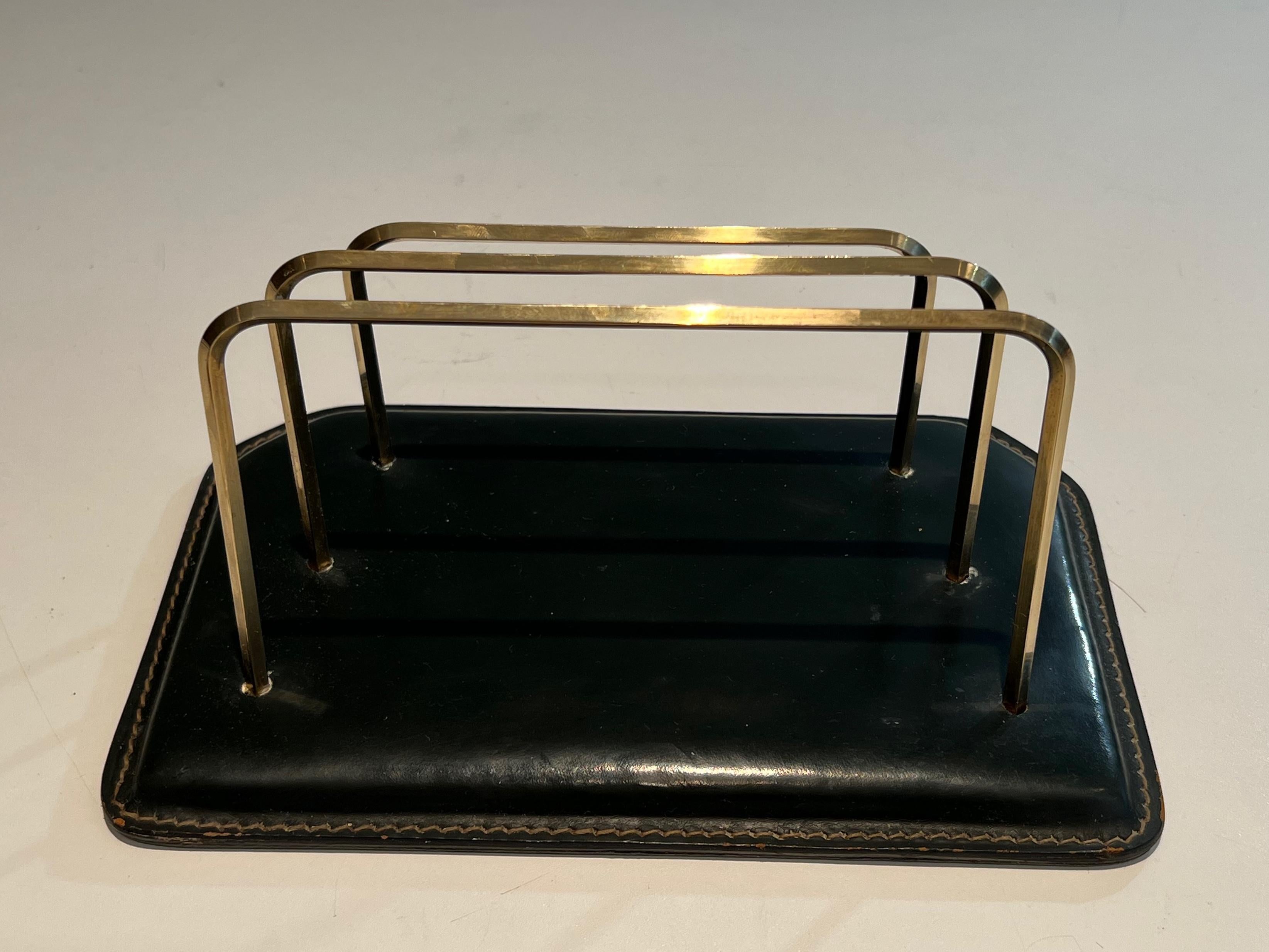Cellar Gesteppte Leder Aktentasche. Französisches Werk im Stil von Jacques Adnet im Angebot 1