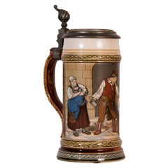 Antique "Cellar Scene" Mettlach Stein