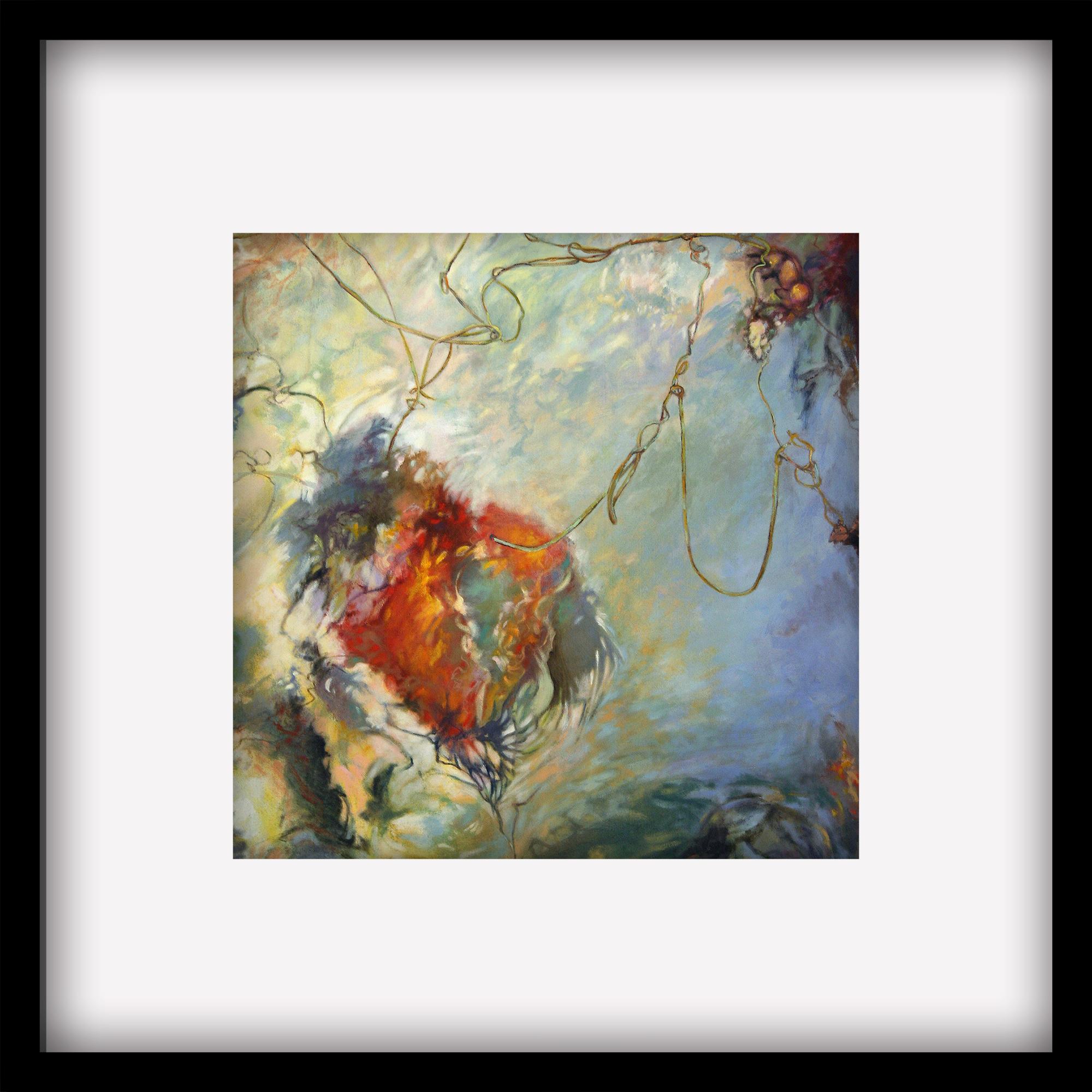 Heart on a Wire, digital pigment print on watercolor paper, framed, light &shadow - Brown Landscape Print by C.Ellen Hart