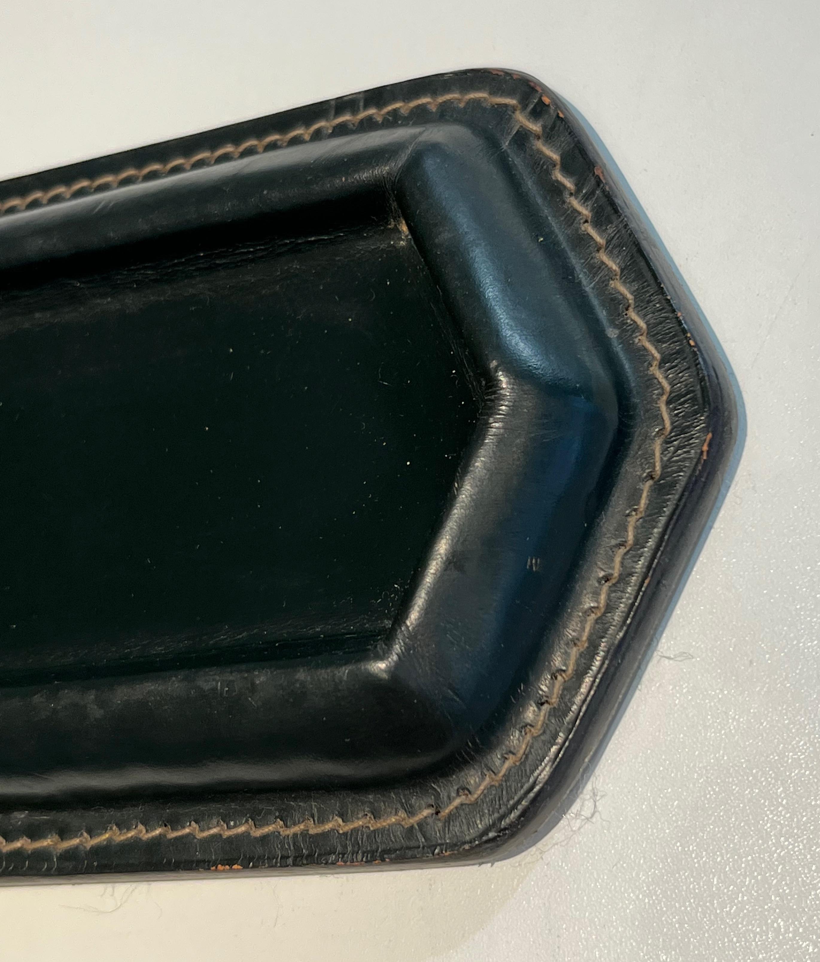 Cellier Stitched Leather Pen Holder in the Style of Jacques Adnet For Sale 4