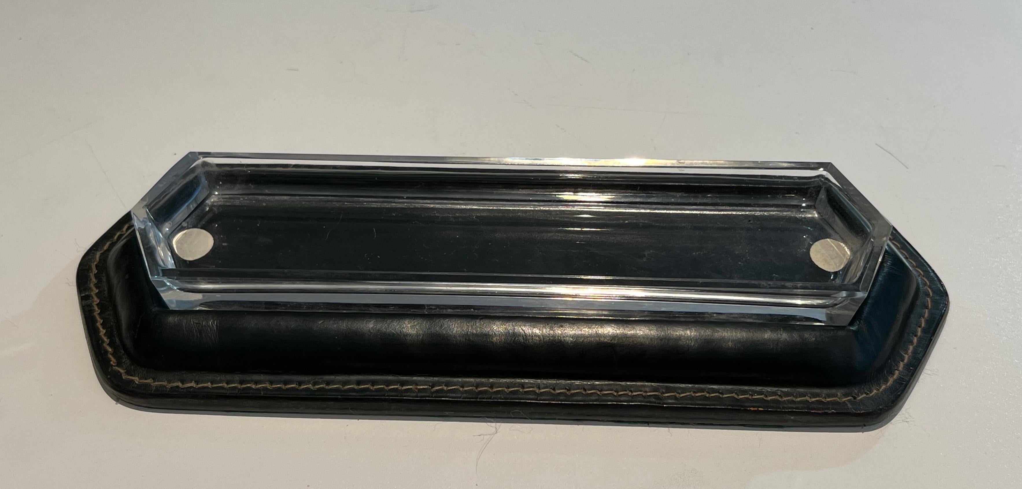 Cellier Stitched Leather Pen Holder in the Style of Jacques Adnet For Sale 6
