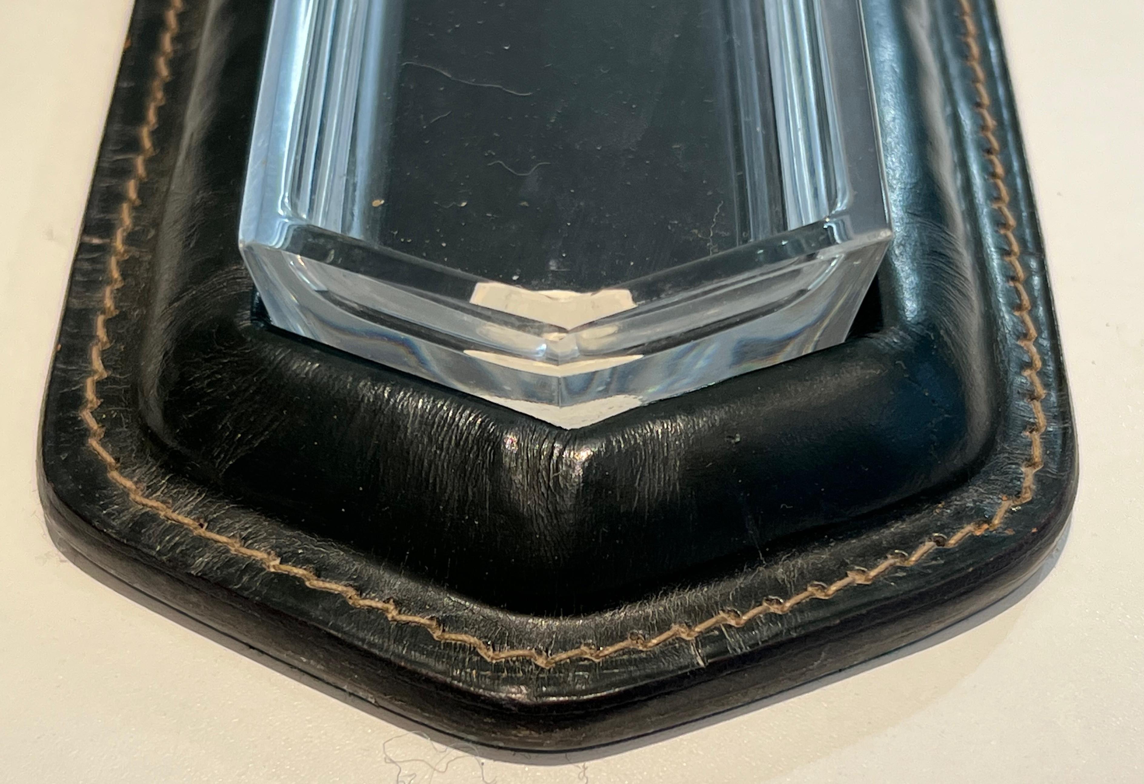 Cellier Stitched Leather Pen Holder in the Style of Jacques Adnet For Sale 7