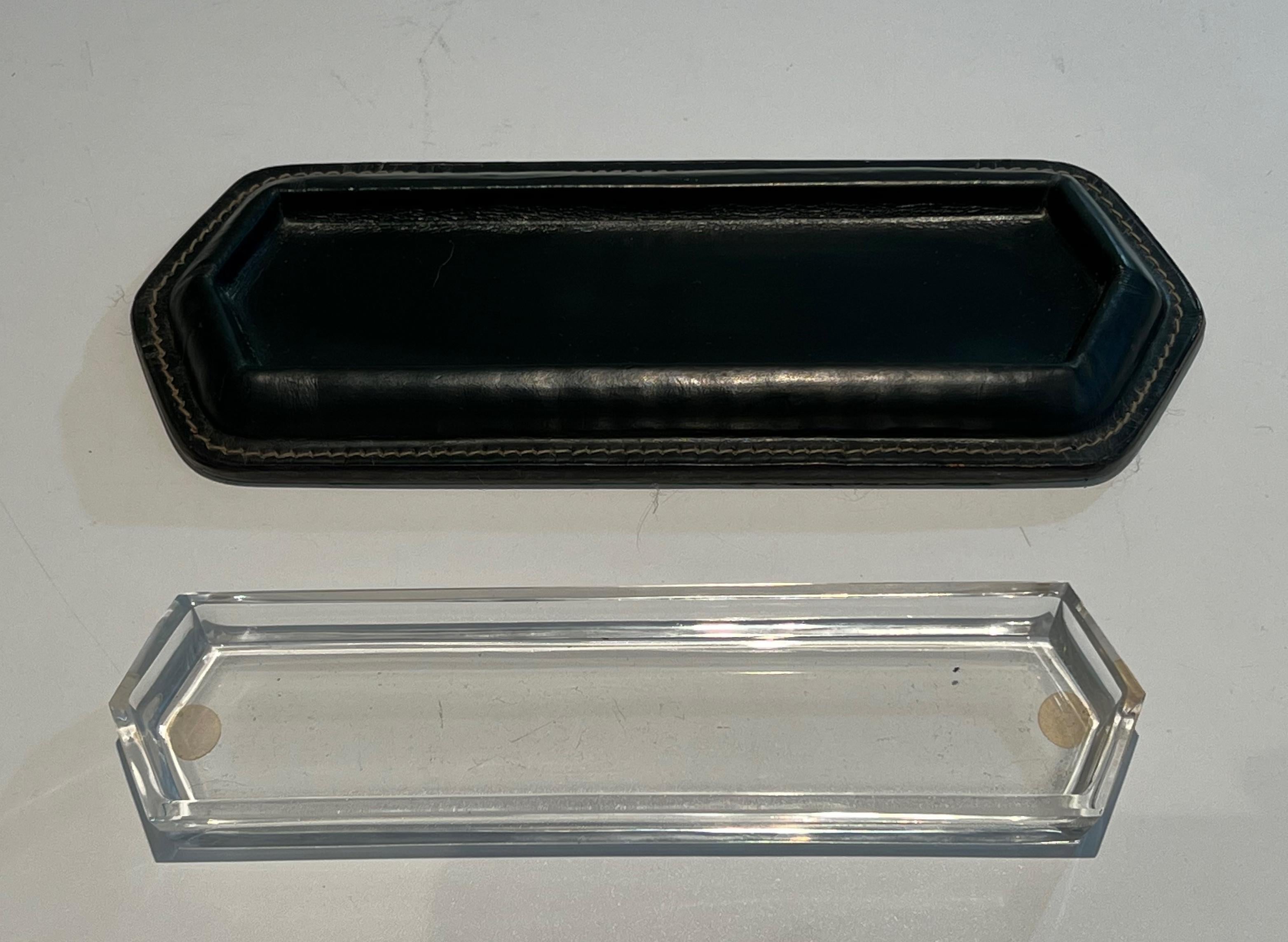 Cellier Stitched Leather Pen Holder in the Style of Jacques Adnet For Sale 8
