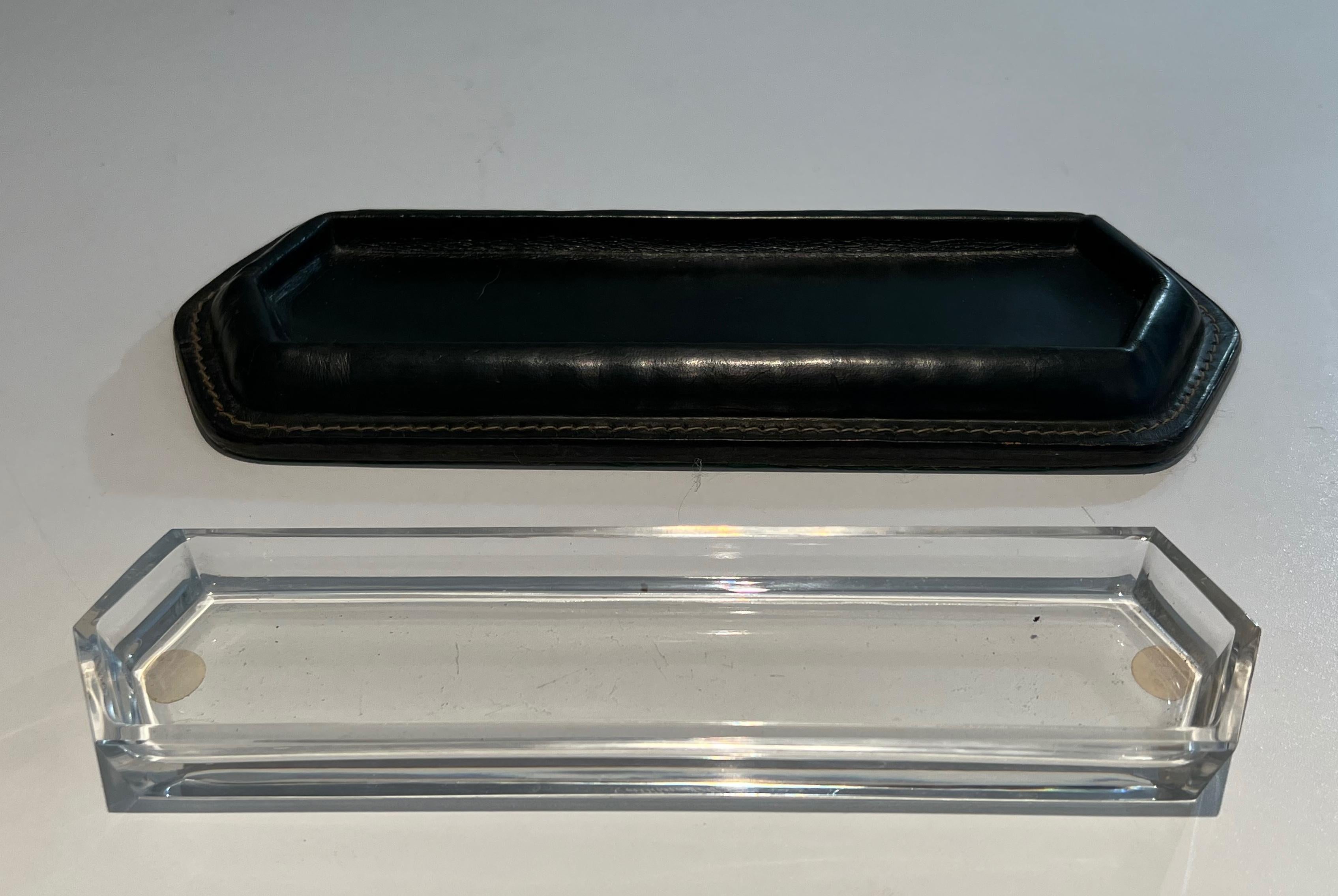Cellier Stitched Leather Pen Holder in the Style of Jacques Adnet For Sale 9