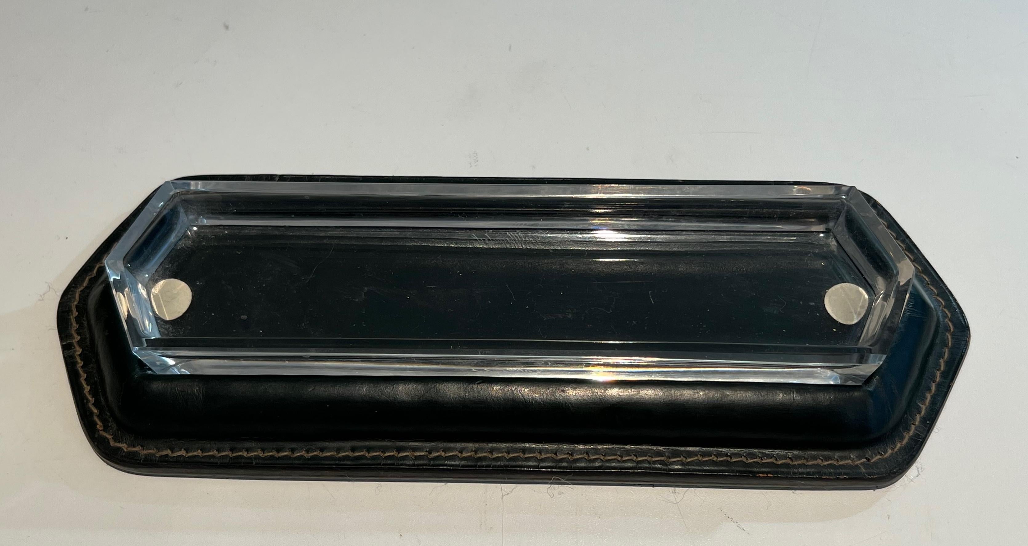 Cellier Stitched Leather Pen Holder in the Style of Jacques Adnet For Sale 10
