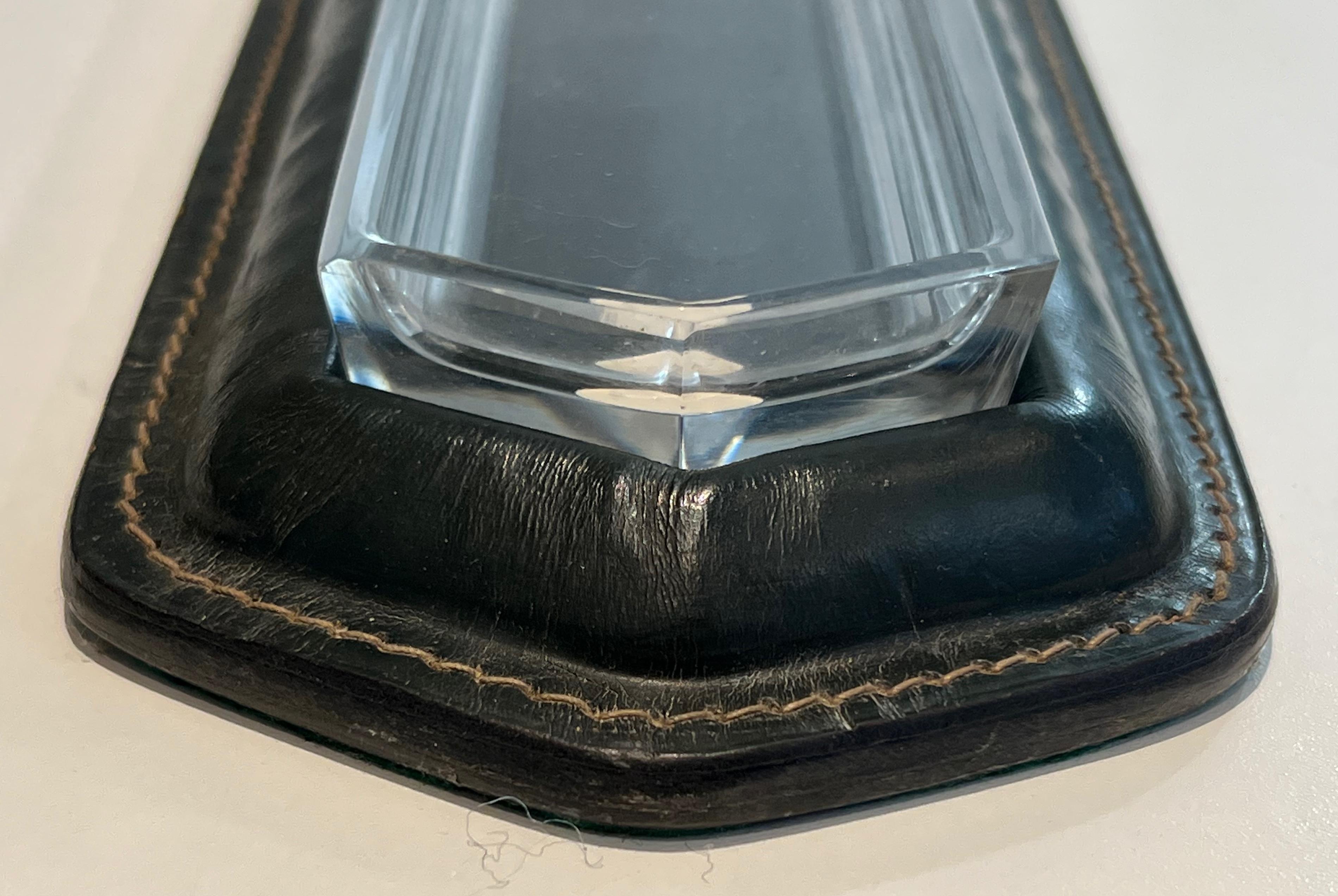Mid-20th Century Cellier Stitched Leather Pen Holder in the Style of Jacques Adnet For Sale