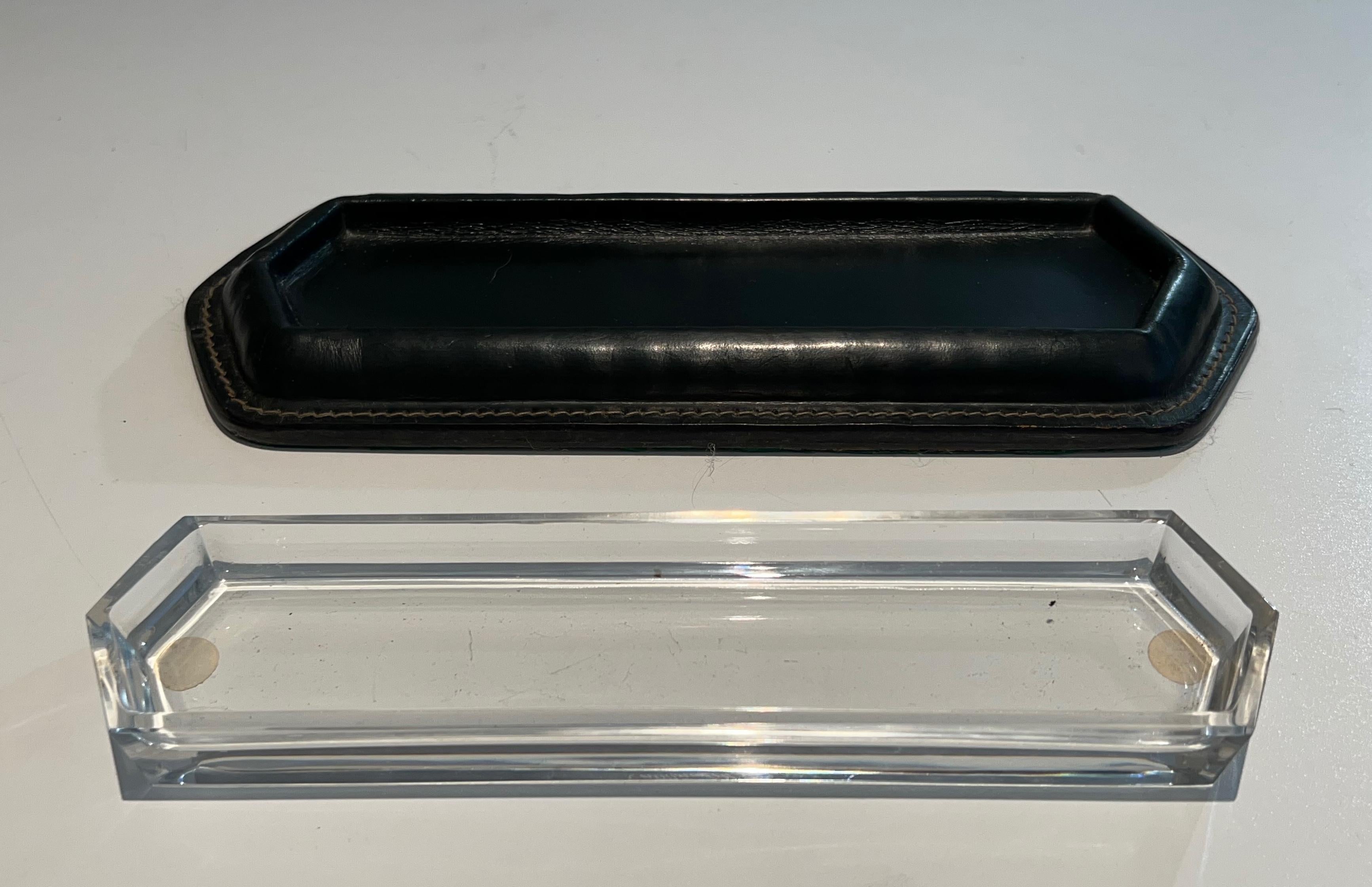 Cellier Stitched Leather Pen Holder in the Style of Jacques Adnet For Sale 1