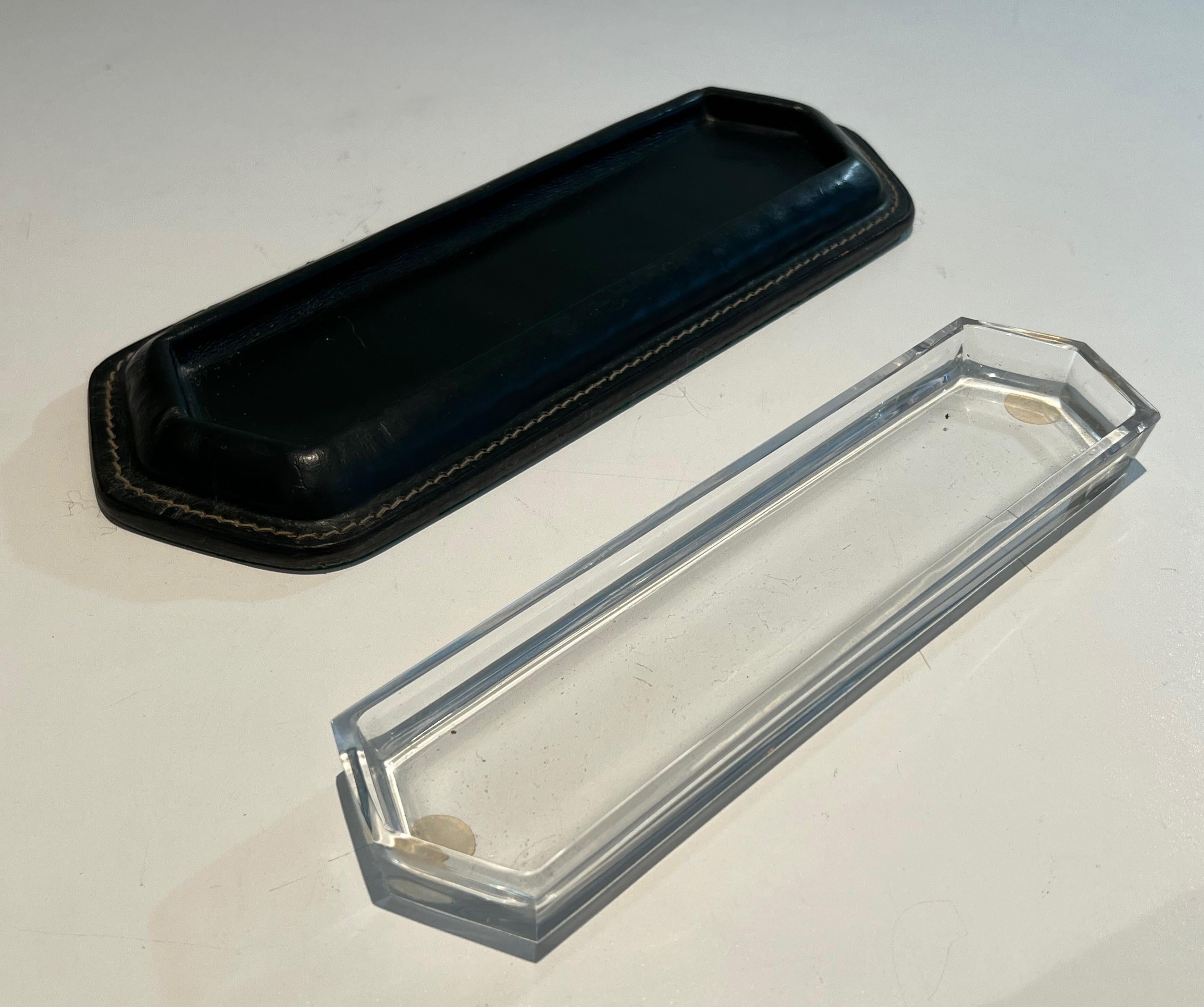 Cellier Stitched Leather Pen Holder in the Style of Jacques Adnet For Sale 2
